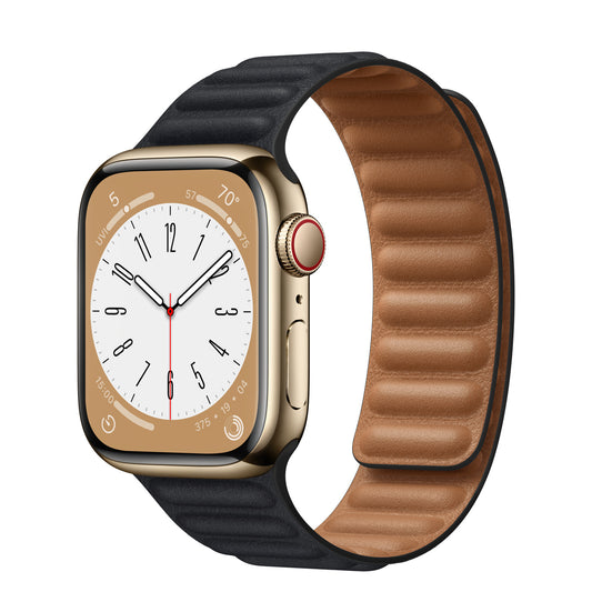 Gold Stainless Steel Case with Leather Link - Midnight