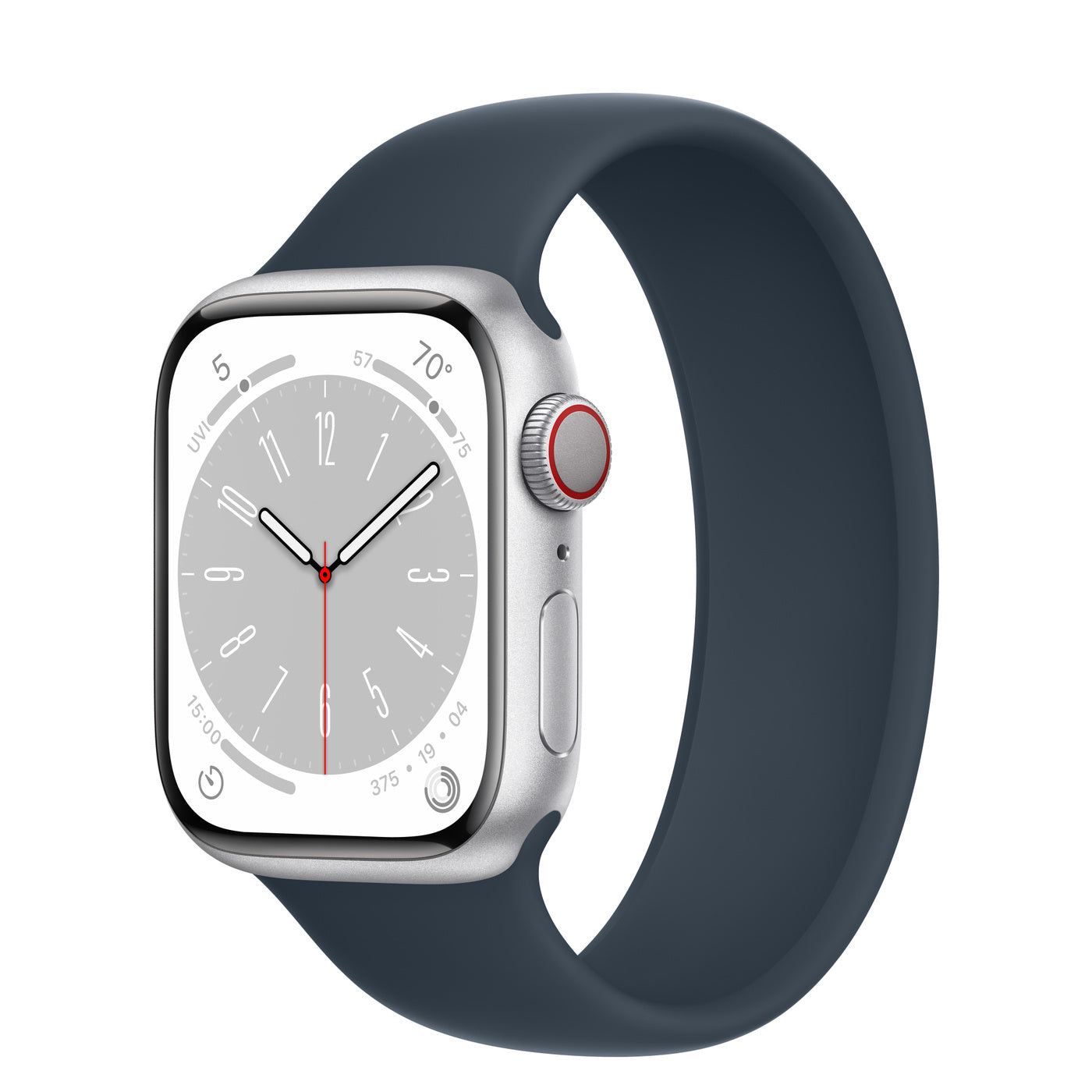 Silver Aluminum Case with Solo Loop - Storm Blue
