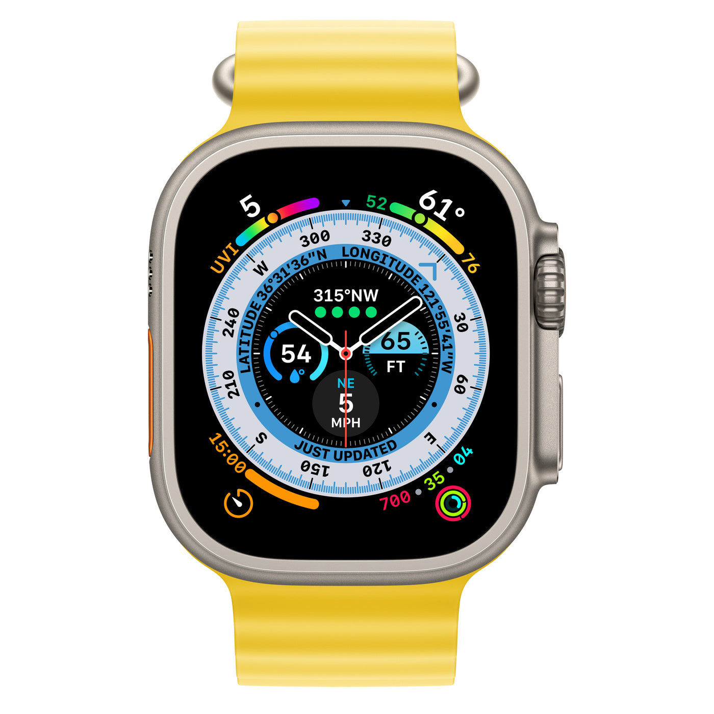Titanium Case with Yellow Ocean Band