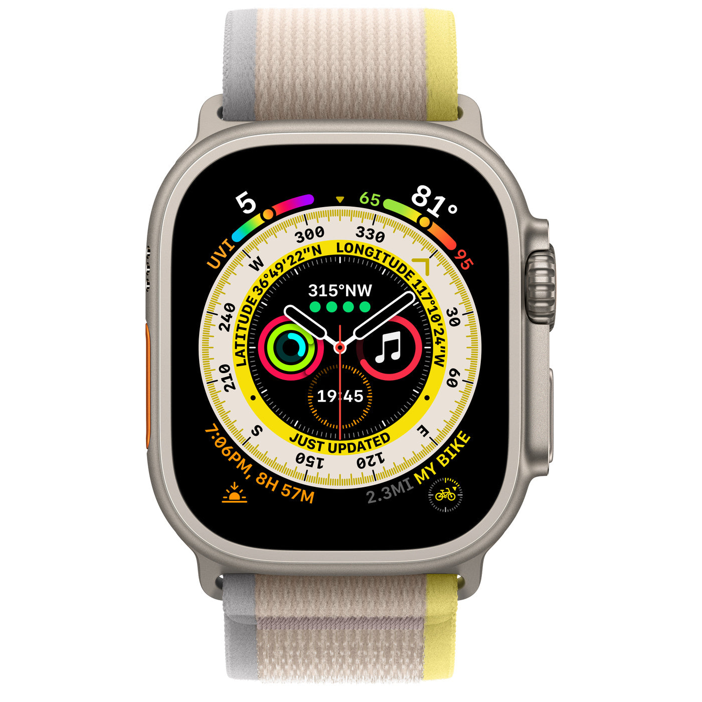 Titanium Case with Yellow/Beige Trail Loop